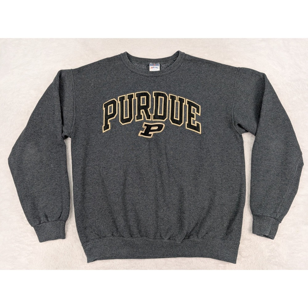 Jerzees NuBlend Purdue University Sweatshirt Men's M Embroidered Grey Pullover